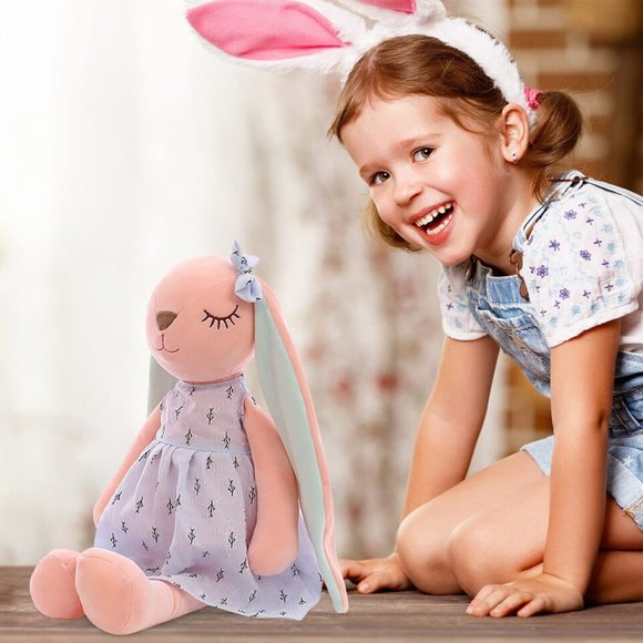 PAIR  - 14" Plush Bunny Rabbit Stuffed Toy- Floppy Ears - Easter, Nursery, Gift - Picture 3 of 6